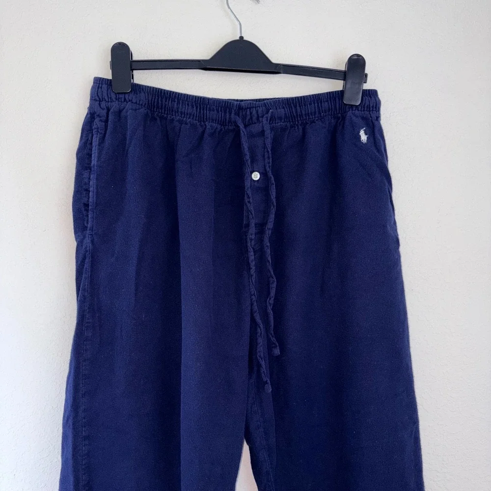 Polo Ralph Lauren Pajama Pants Large Navy Blue Excellent Cotton Drawstring Logo